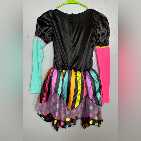 Girls Sz M 8-10 Miss Matched Witch Rainbow Dress Costume - Picture 3 of 6